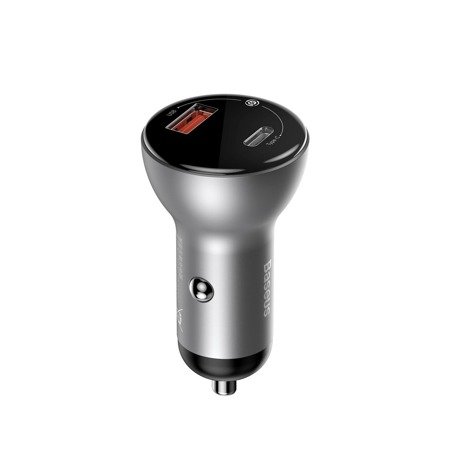 Baseus-Digital-Display-Car-Charger-USB-QC4.0-USB-C-PD-3.045W-5A-silver-1 Baseus Digital Display Car Charger USB QC4.0 + USB-C PD 3.0