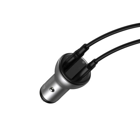 Baseus-Digital-Display-Car-Charger-USB-QC4.0-USB-C-PD-3.045W-5A-silver-2 Baseus Digital Display Car Charger USB QC4.0 + USB-C PD 3.0