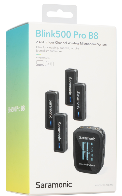 99_120897 Saramonic Blink 500 Pro B8 2,4GHz wireless w/3,5mm / 4-Channel Wireless Microphone System