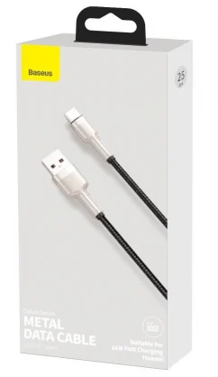 BASEUS Cafule Metal Cable USB to USB-C 66W 0.25m Black