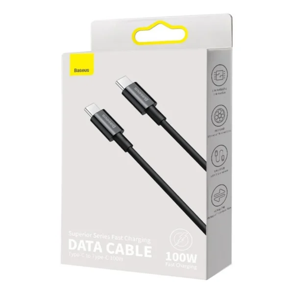 BASEUS CABLE USB-C TO USB-C 2M BLACK
