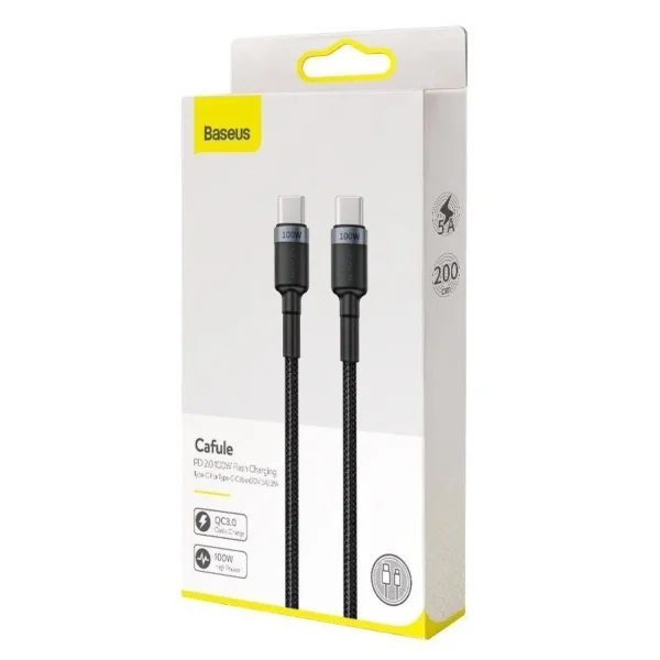 CABLE USB-C PD 2.0 200cm Baseus Cafule 100W Fast Charge Support