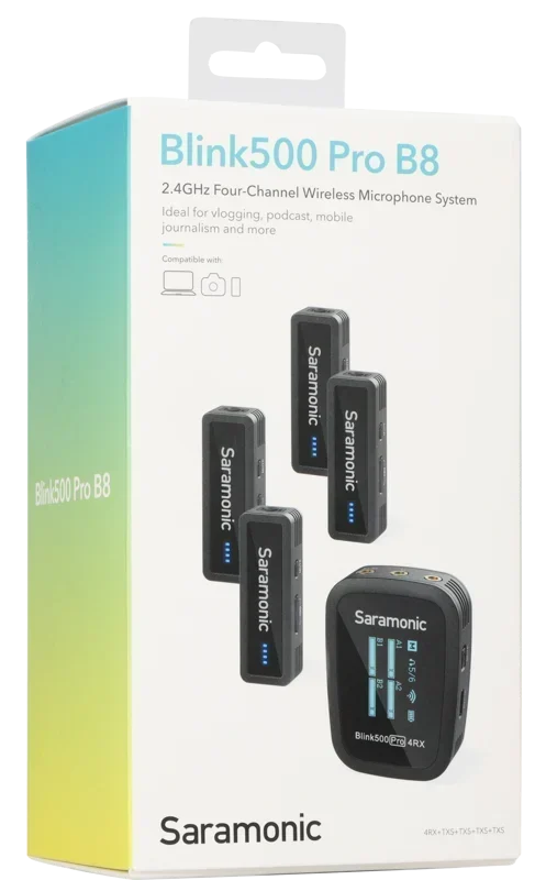 Saramonic Blink 500 Pro B8 2,4GHz wireless w/3,5mm / 4-Channel Wireless Microphone System