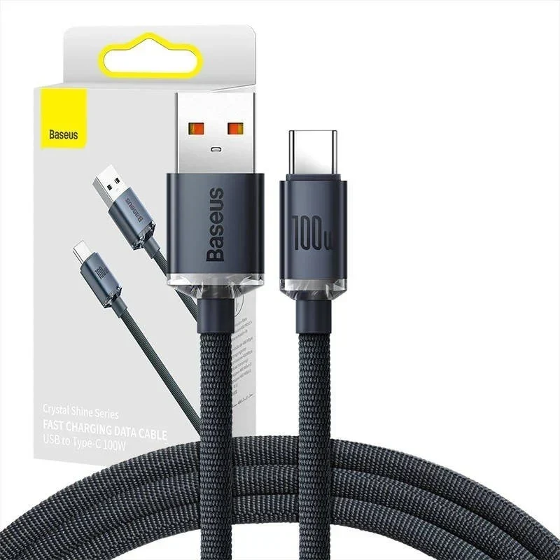 Baseus Crystal Shine Cable USB to USB-C 100W 1.2m Black