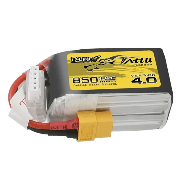 Tattu R-Line Version 4.0 850mAh 14.8V 4S1P 130C Lipo Battery Pack with XT60 Plug